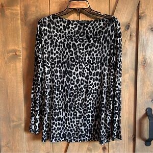 Mario Serrani Leopard Print Long Sleeve Top